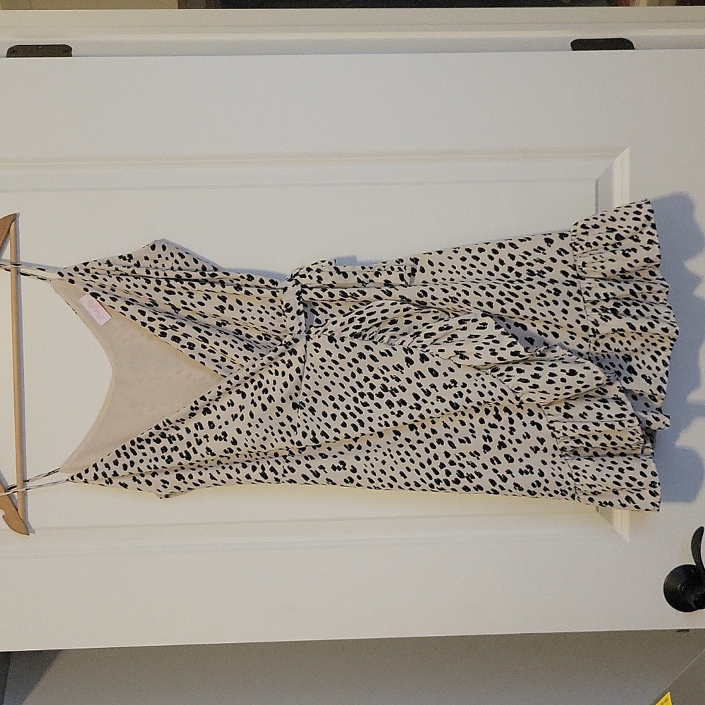 Pink Lily leopard print ruffle wrap dress